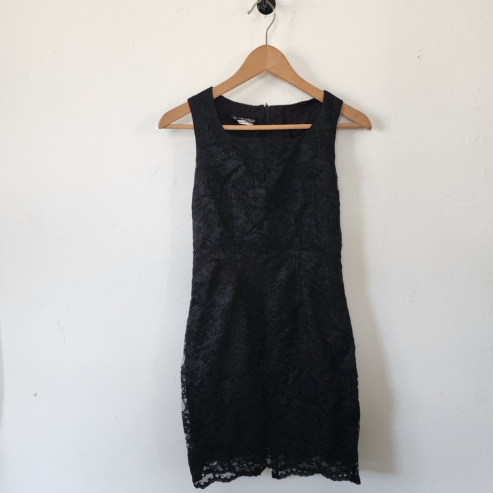 Vintage 90s Y2K My Michelle Black Lace Dress Size 5/6 Sleeveless